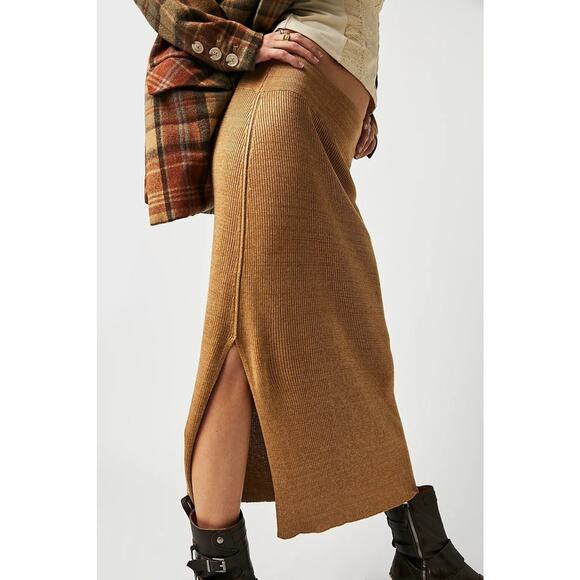 Free People Golden hour maxi skirt women's size M y2k Boho western Crochet Tan - Picture 3 of 13
